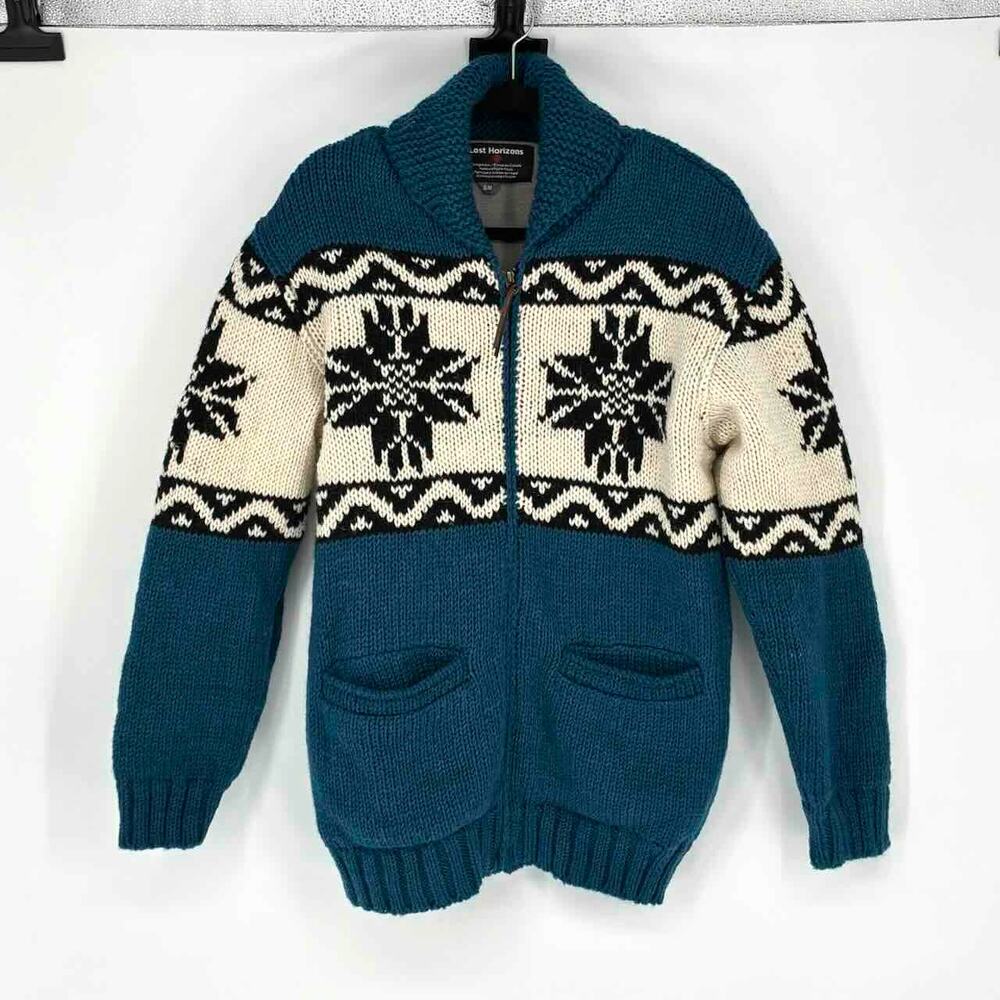 Vtg Lost Horizons Mens Sundance Jorunn Nordic Full Zip Cardigan Sweater - SM